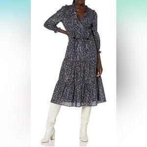 PAIGE Kaylynn Cotton Blend Midi Dress – Black Cheetah Poplin Size XS NWT